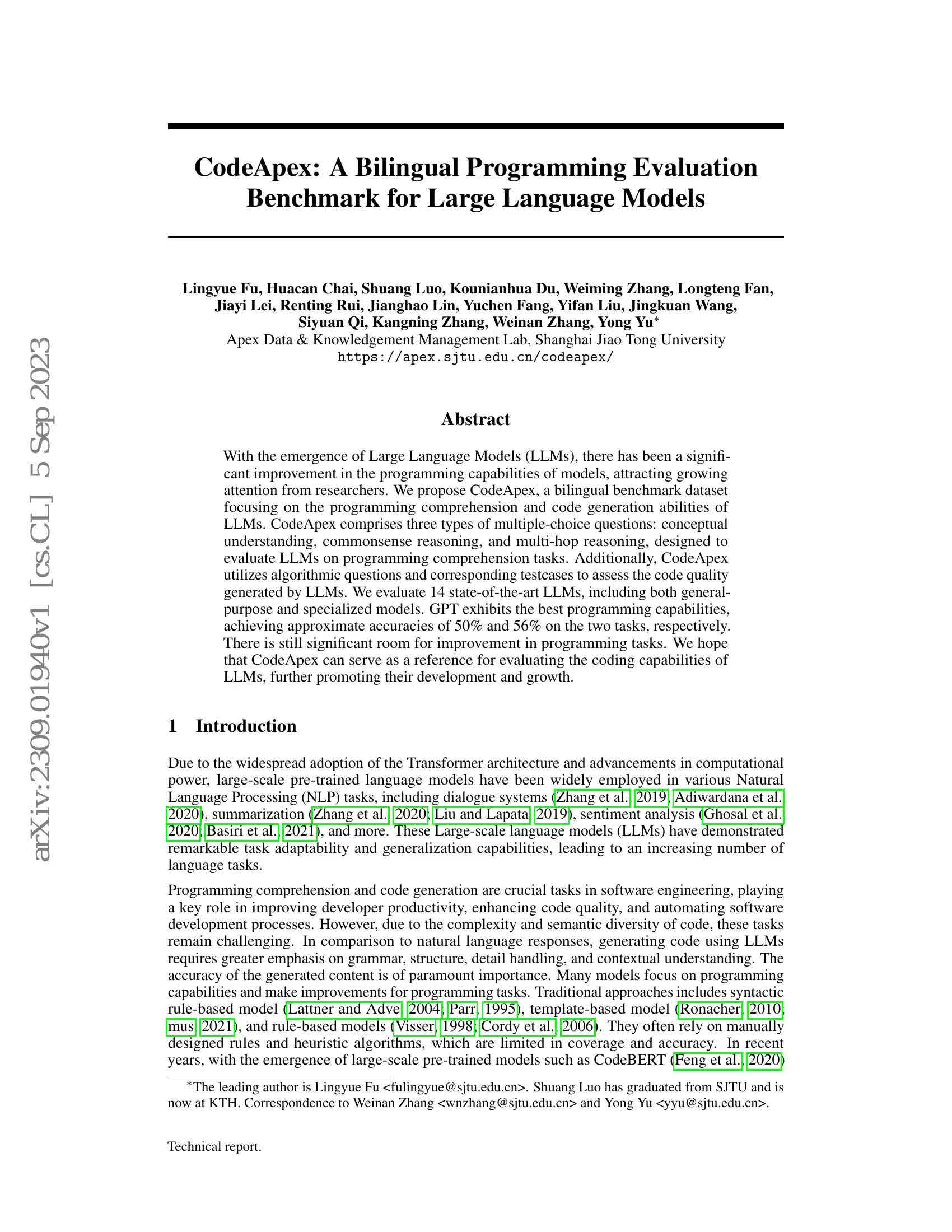 CodeApex: 大型语言模型编程能力双语评测新基准哔哩哔哩bilibili