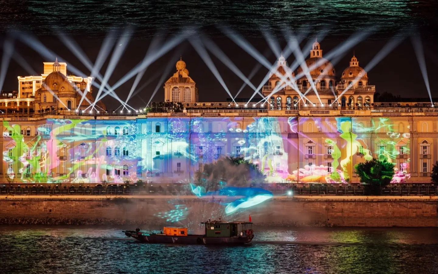 福州闽江之心2023航海大会开幕灯光秀部分展示