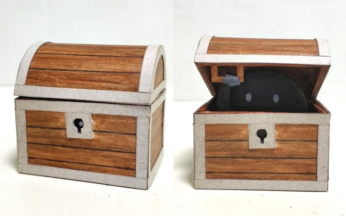 原创手工玩具会自己关门的宝箱小怪原理简单不用电生动可爱有彩蛋