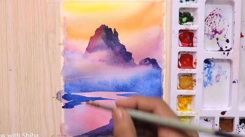 最喜欢的一个水彩画家shiba 水彩风景画教程 哔哩哔哩