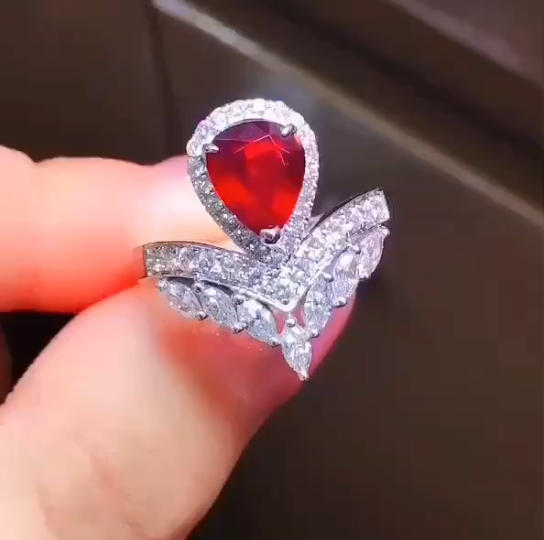 儒翌天然无烧鸽血红红宝石钻戒pigeonbloodruby