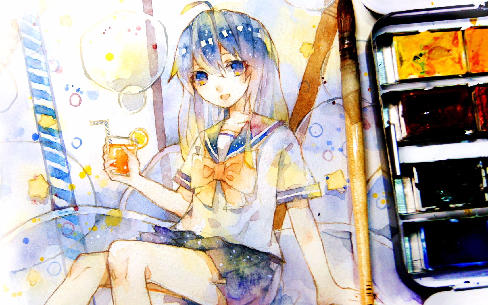 【手绘】教你从起草开始画个萌妹子~【小熊绅士水彩】