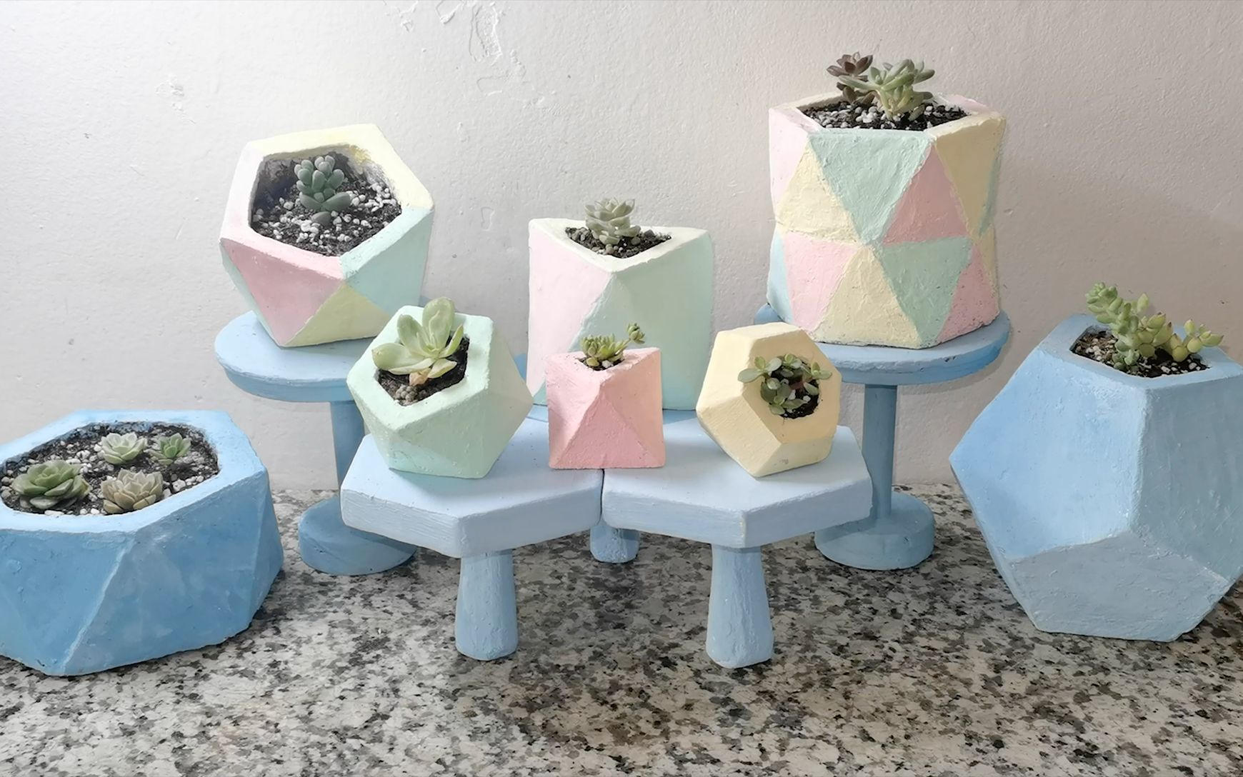 用心做有趣diy--做一组精致的摆件多面体花盆_哔哩哔哩 (゜-゜)つロ