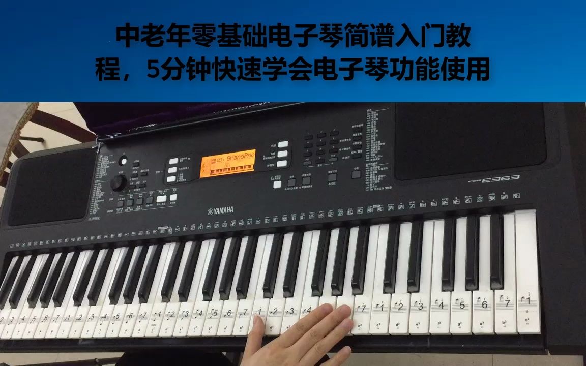 中老年零基础学电子琴,电子琴琴键认识,右手弹奏指法练习