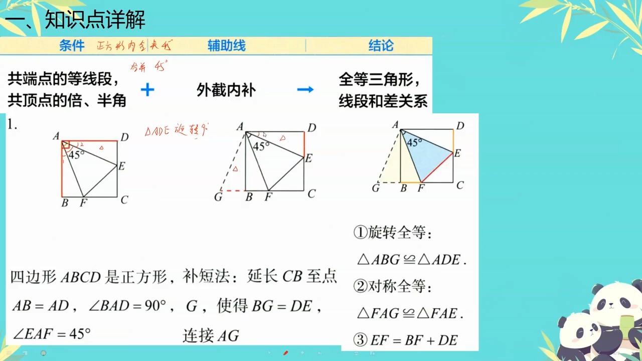 旋转全等和翻折全等的复合体-夹半角模型