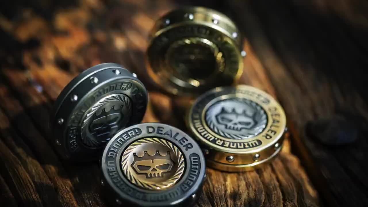 指尖陀螺筹码解压神器金属手把件黑科技旋转玩具edc(老铁匠大庄码edc)