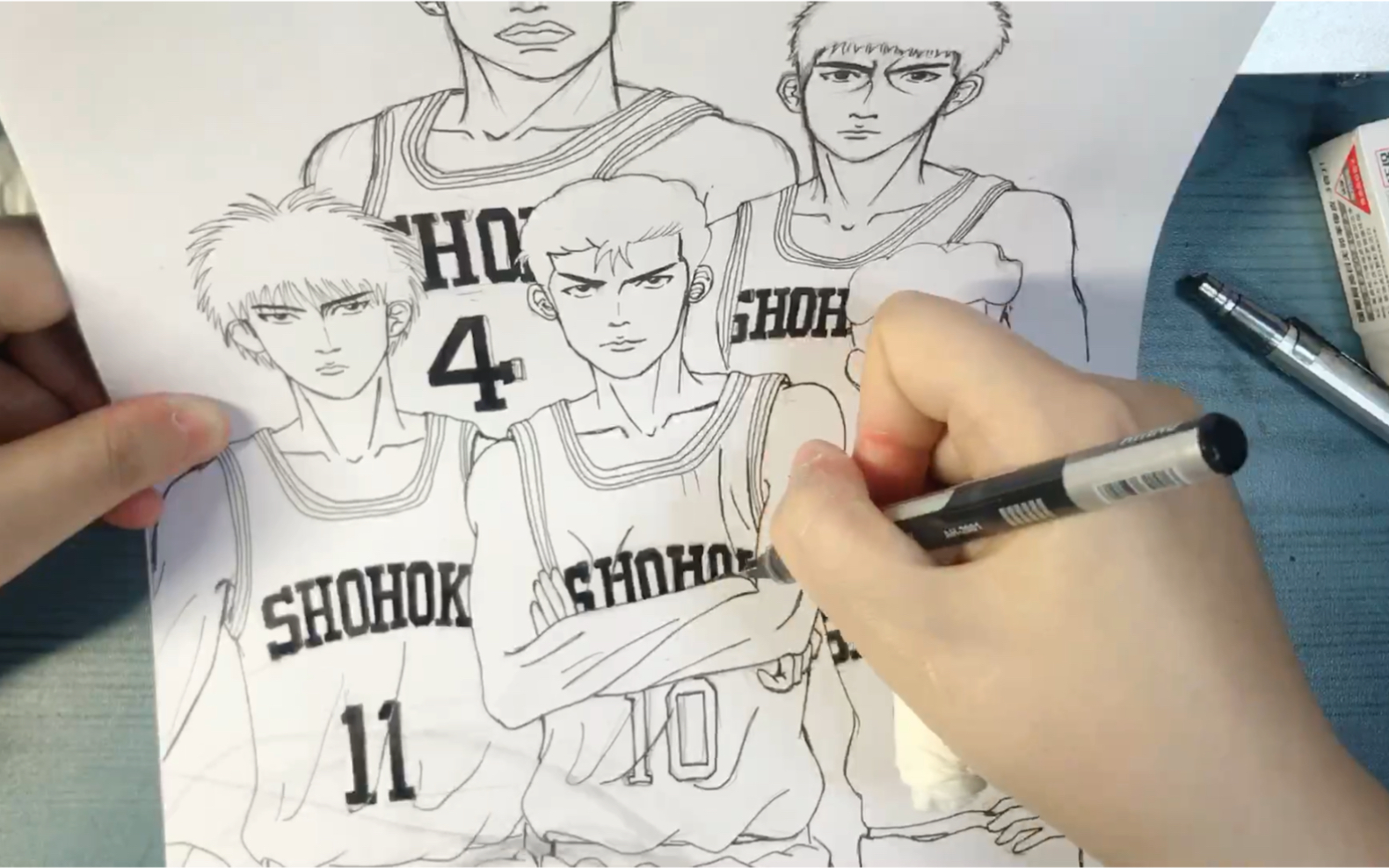 手绘灌篮高手湘北五虎将