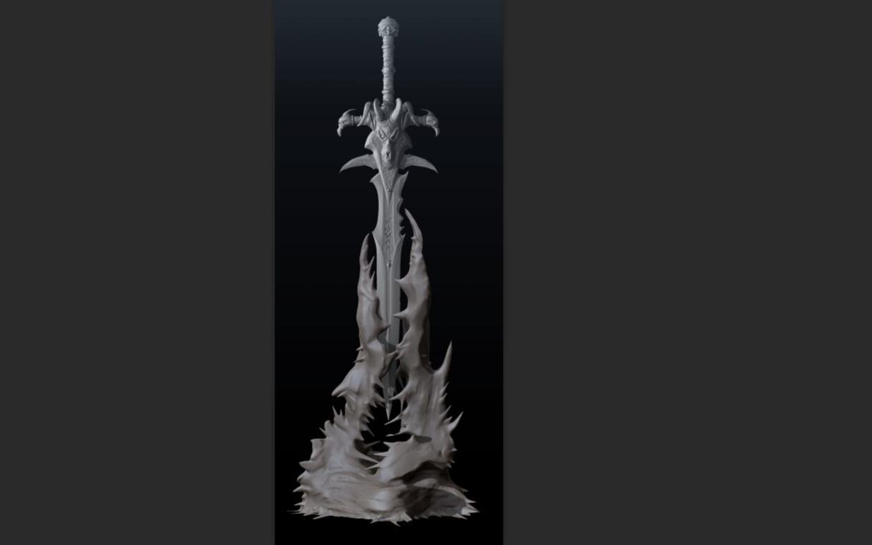 maya武器建模魔兽武器霜之哀伤02