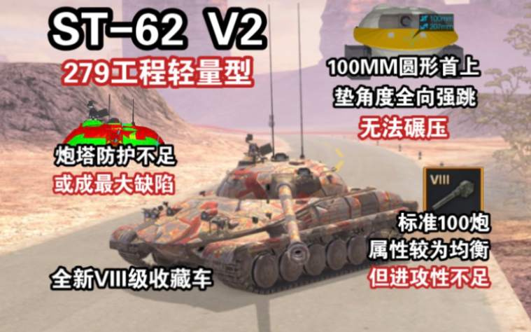 【WOTB】玻璃飞碟“ST62Ver.2”,全向强跳的无敌首上配了个漏风炮塔(前瞻解析/ST62二型)手机游戏热门视频