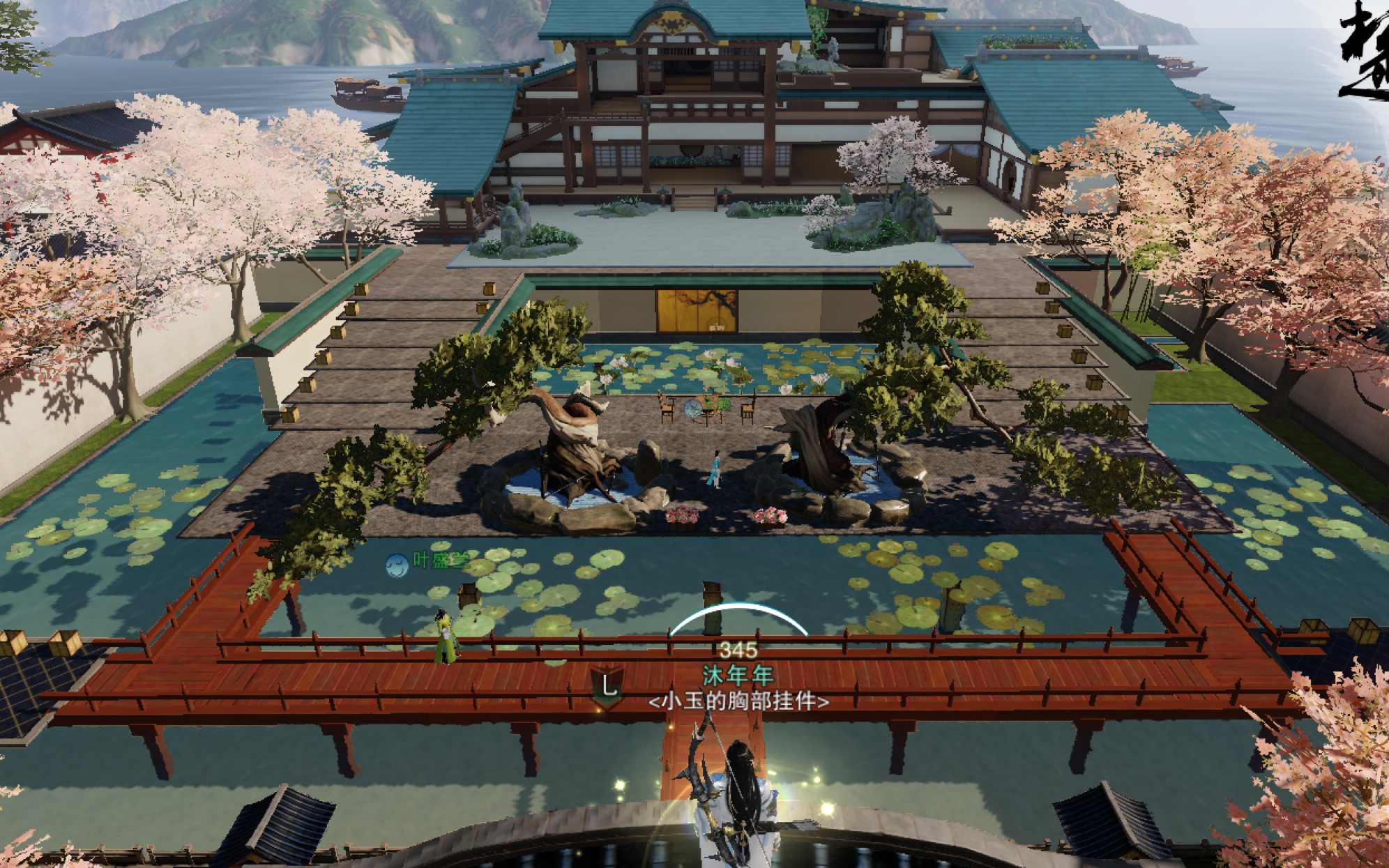 楚留香家园宅邸水上晴川渡绝美桃林茶馆戏台自制凉亭自制小荷花池小