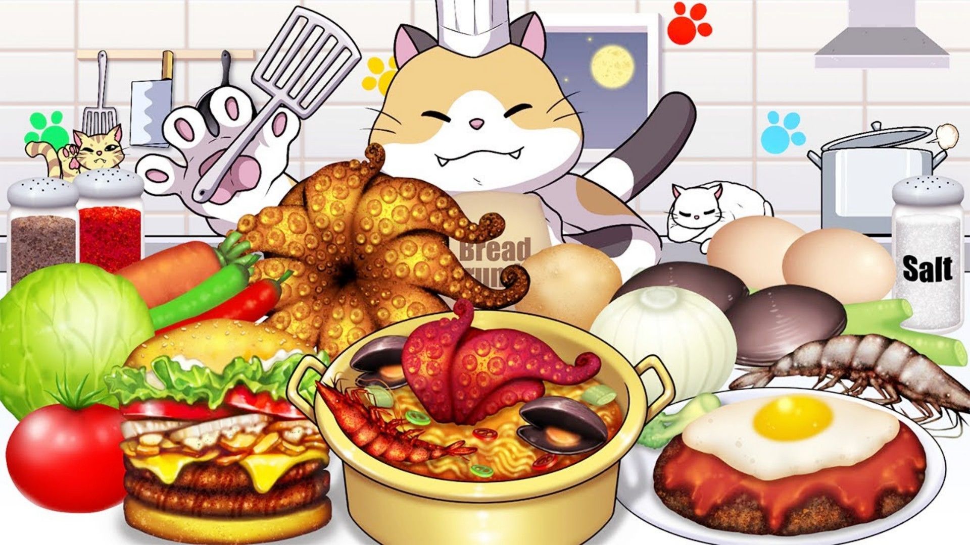 美食动画:料理猫王的厨房烹饪挑战,展示惊人的花式制作方法!
