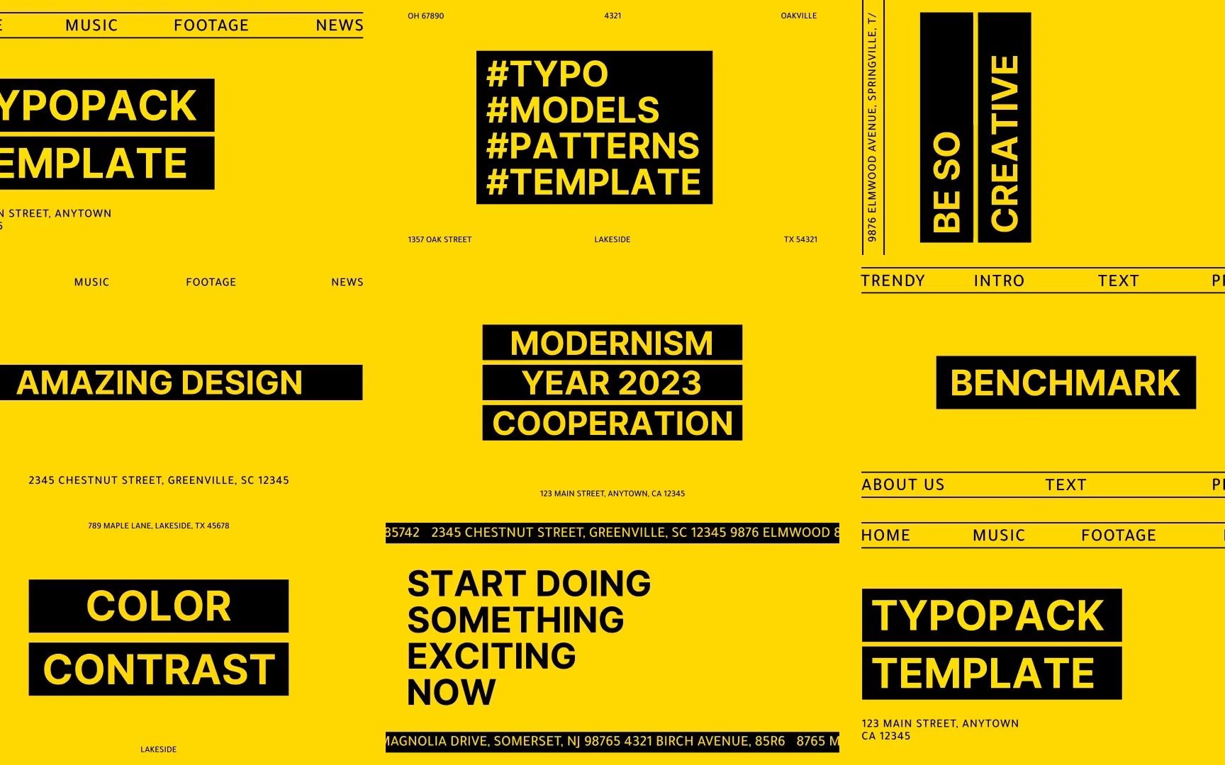 pr模板|简单黄色背景文字标题开场设计排版动态片头