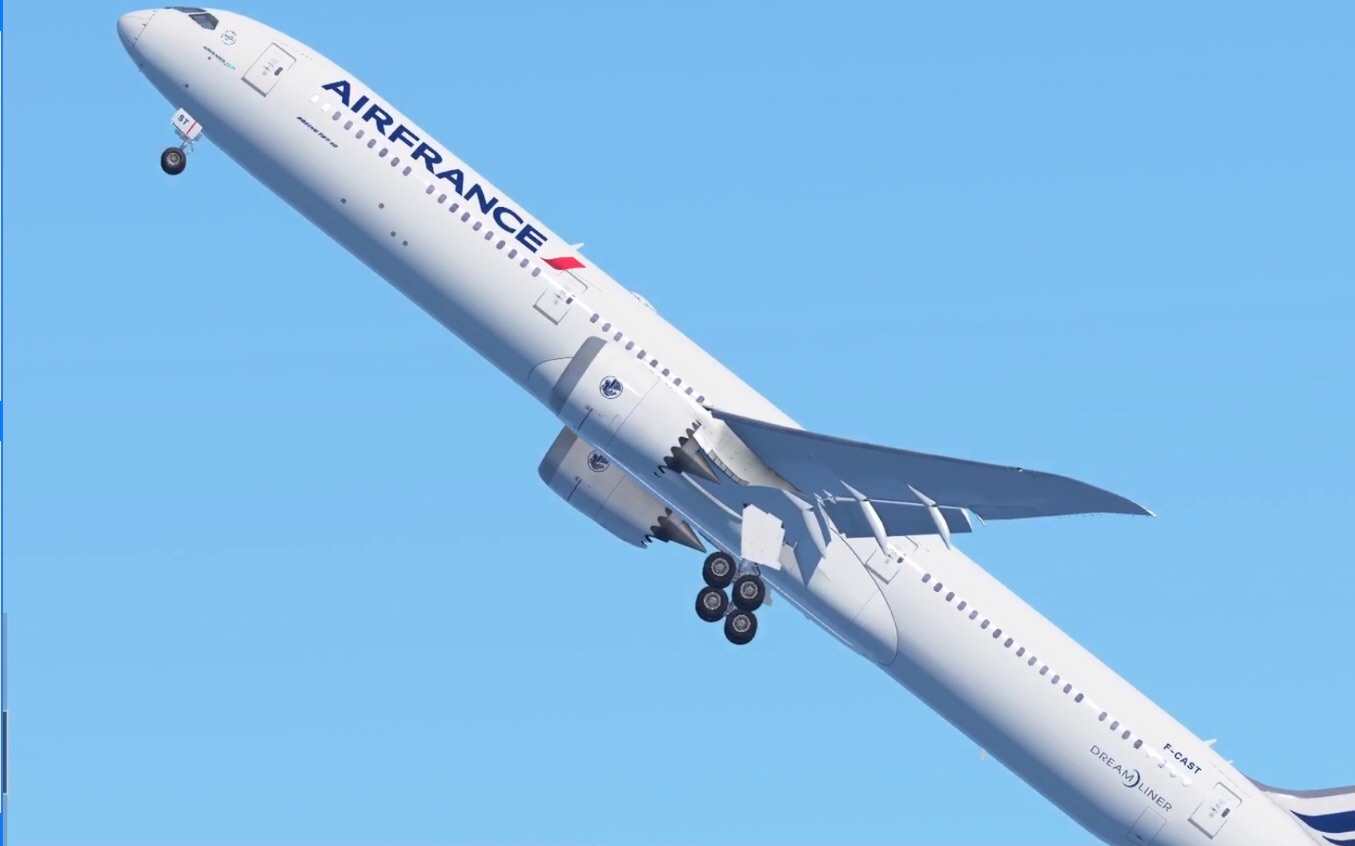 【起飞】法航b787-10垂直起飞,滚筒,翻滚,最后