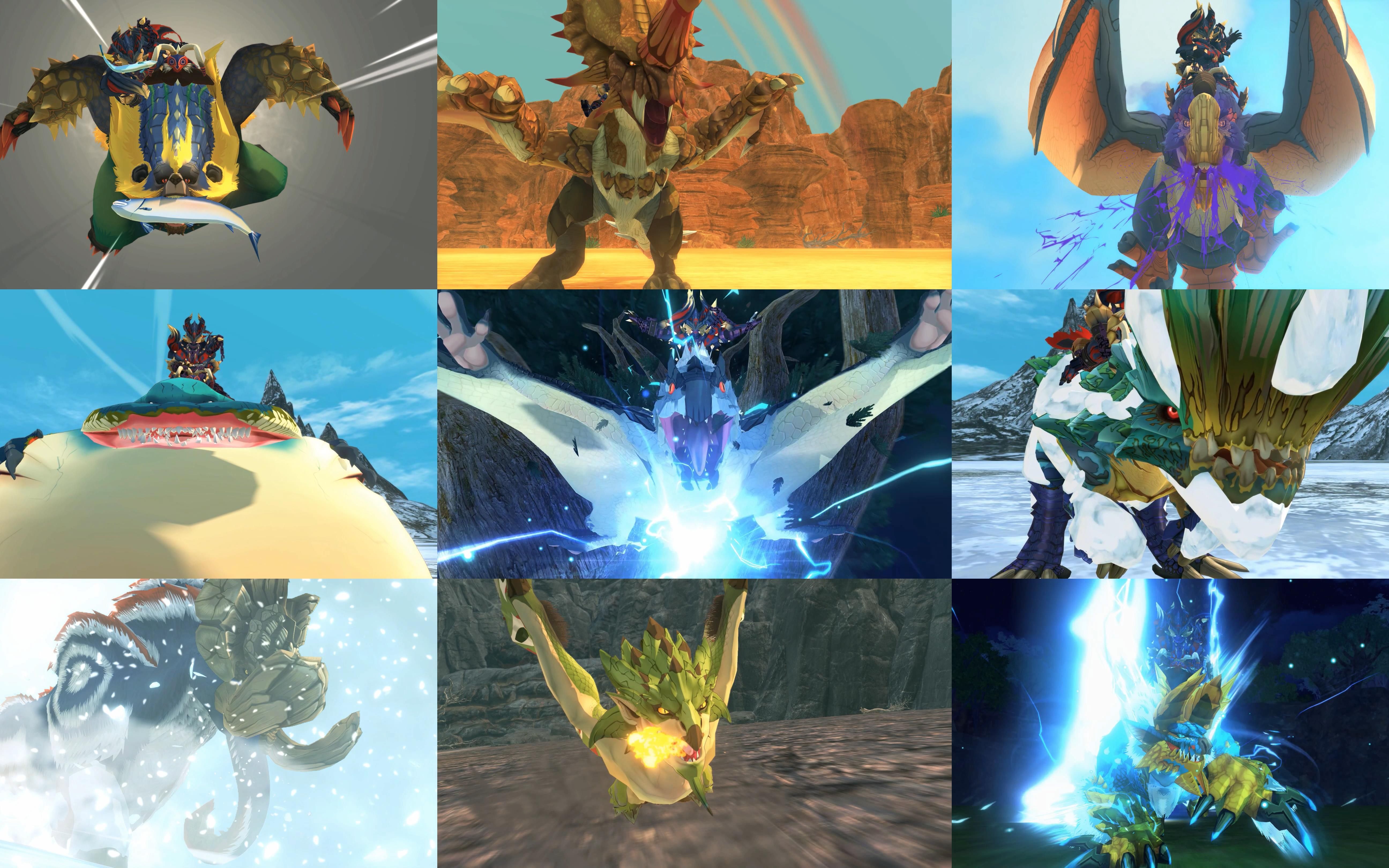 怪物猎人物语2:各种奇珍异兽合击技演示(一)