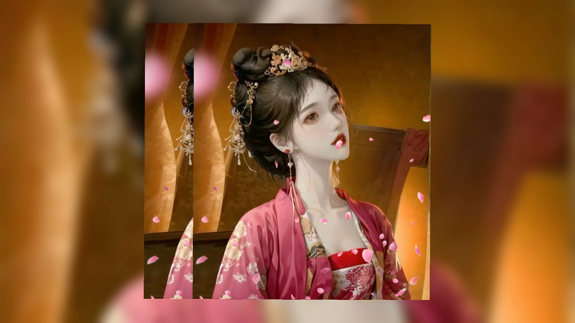 治愈图片浪漫古风美人图片手机电脑壁纸高清素材插画