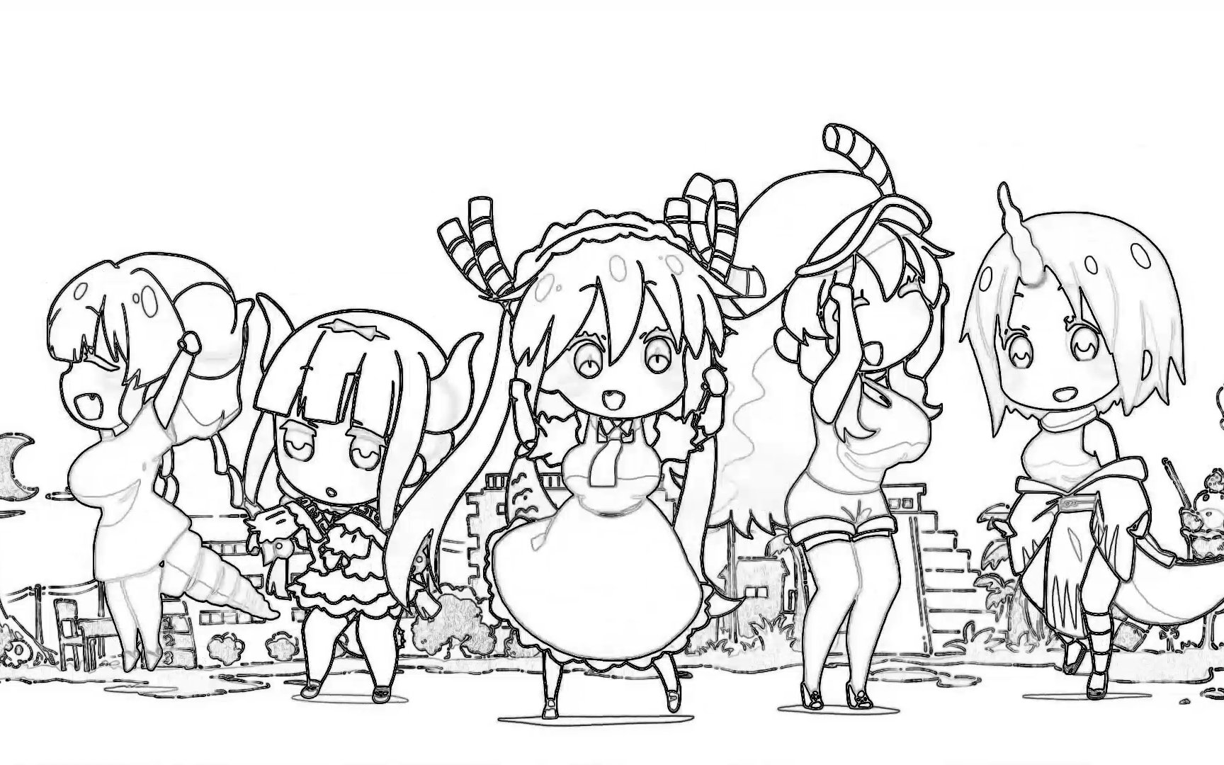 第二季【官方原稿/op/ed/线型描边流出】小林家的龙女仆s/黑线条版