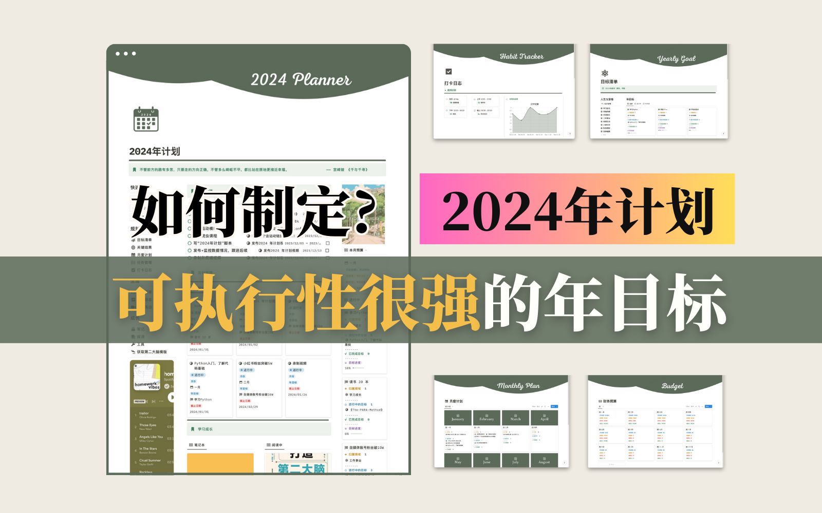 2024全年高效本!Notion半自动化年计划 | 多合一:愿景、目标、计划、任务、笔记……一体化哔哩哔哩bilibili