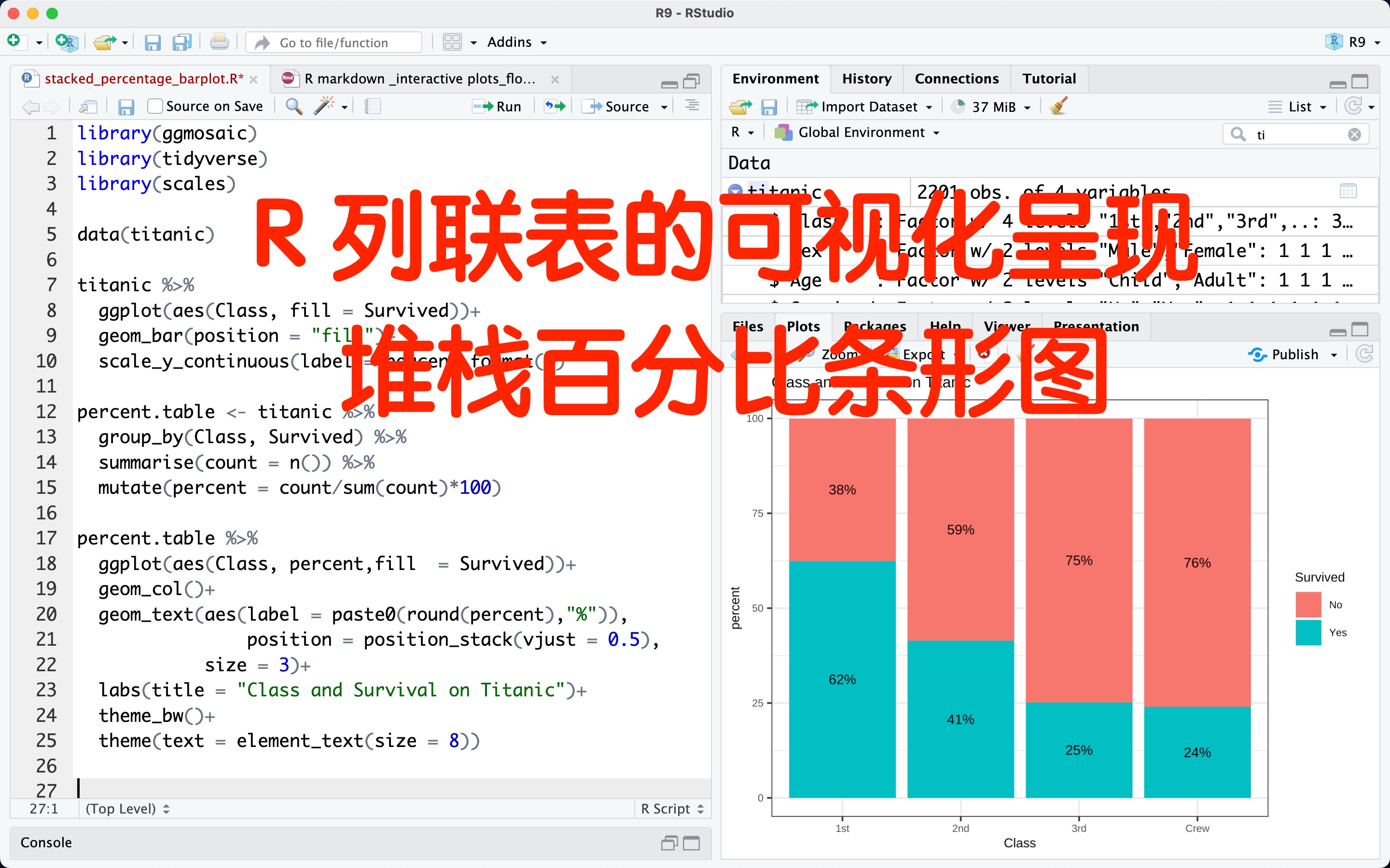 R 列联表的可视化呈现——堆栈百分比条形图 (代码在简介中)哔哩哔哩bilibili