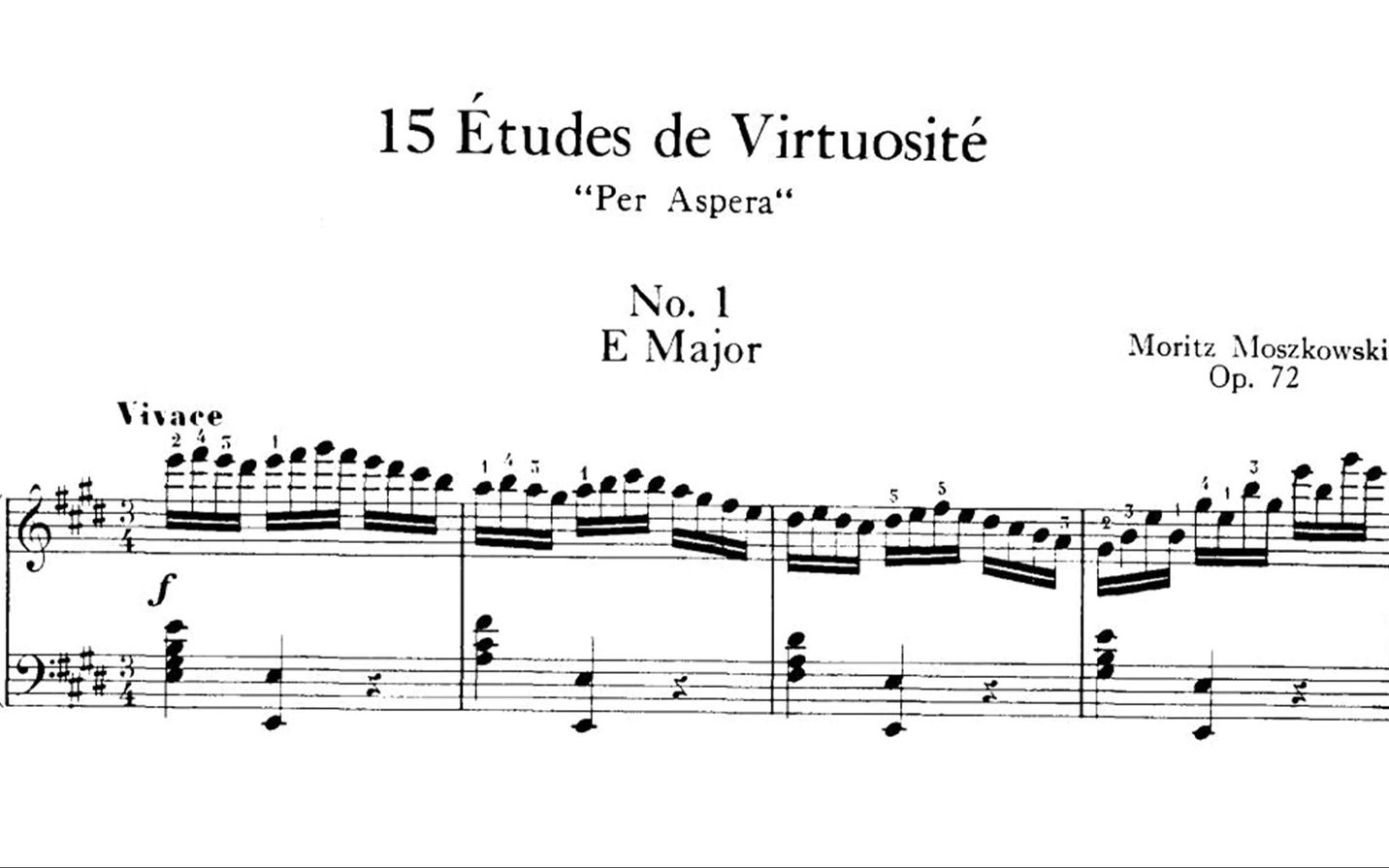 [图]莫什科夫斯基练习曲 Moszkowski - 15 Etudes de Virtuosité, Op.72 [Audio + Score]