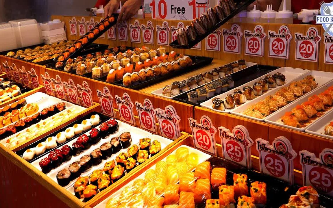 【food kingdom】曼谷夜市里好吃的寿司!- 泰国食品