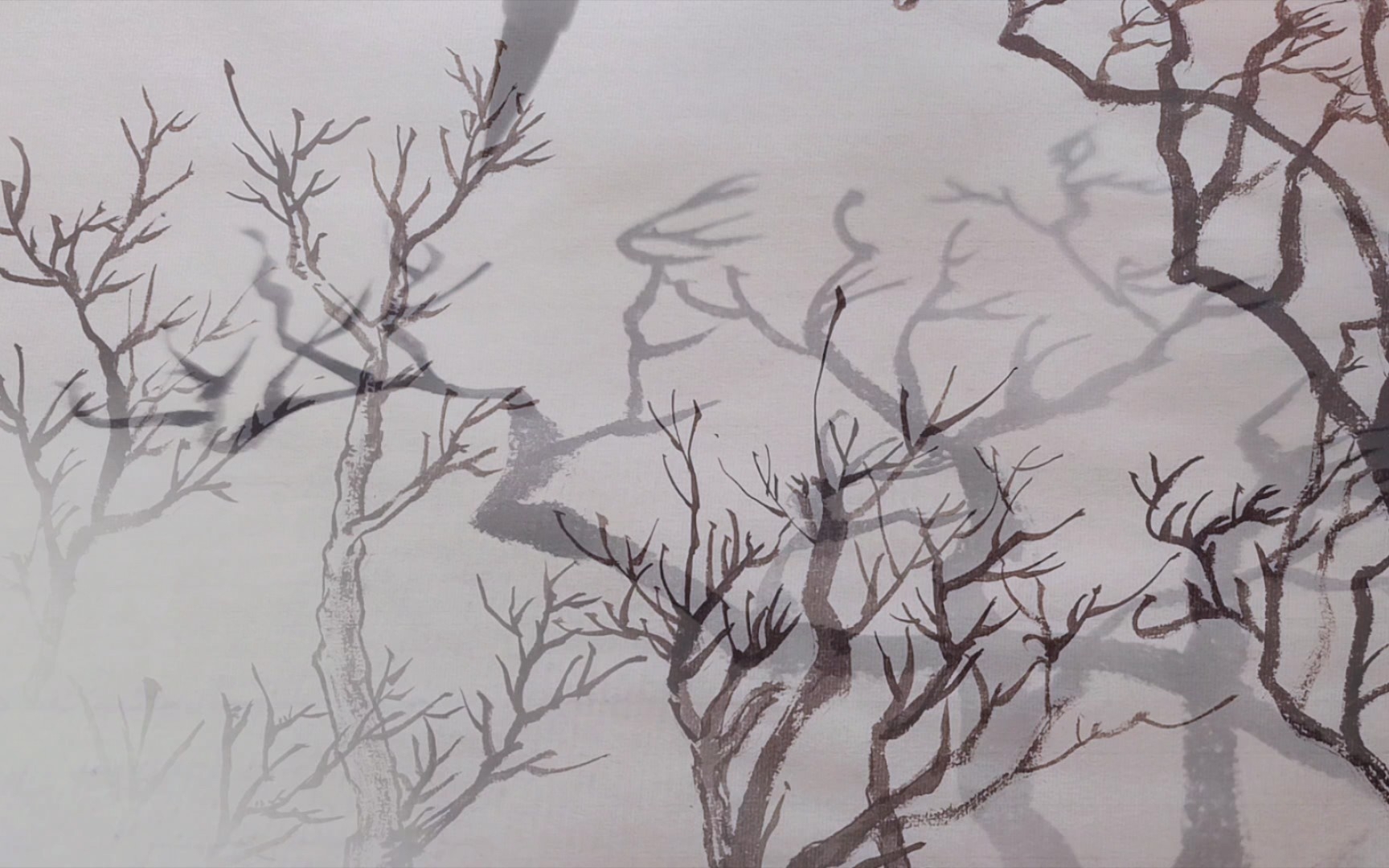 【国画山水】陆俨少树法练习(二)鹿角树法