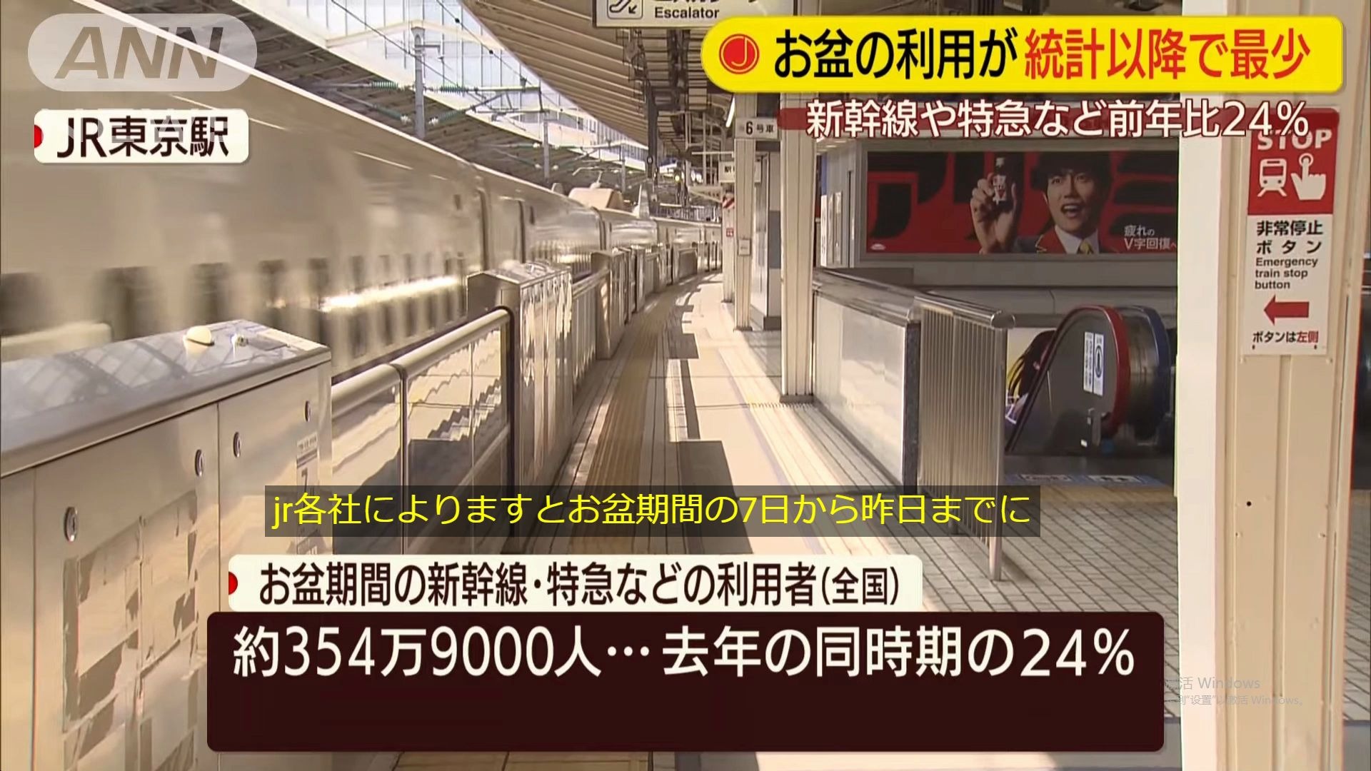 [图]8月18日日本NHK新闻日语听力〜新幹線や特急の利用者激減 お盆期間中は去年の24％