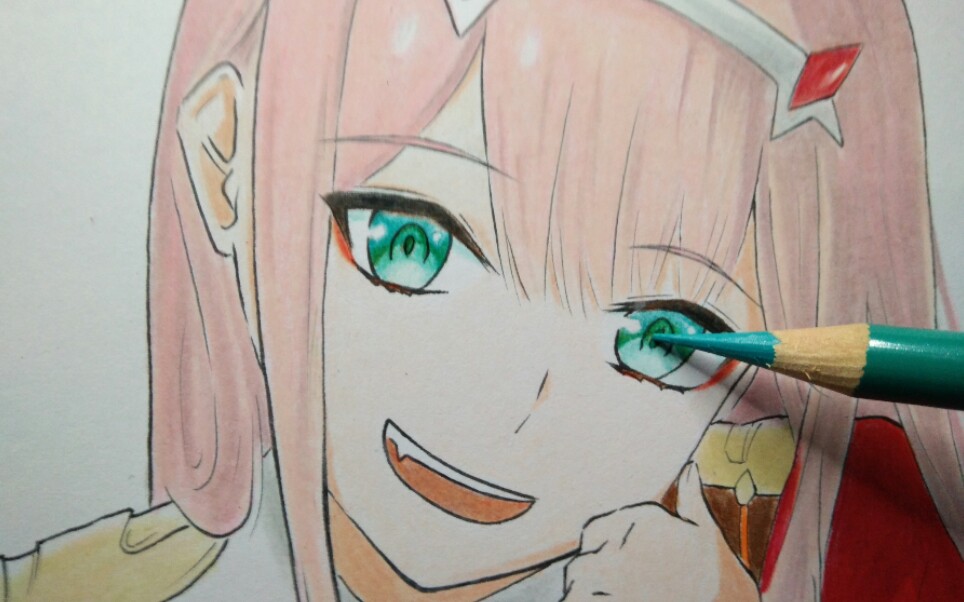 三福霹雳彩铅手绘darlinginthefranxx02