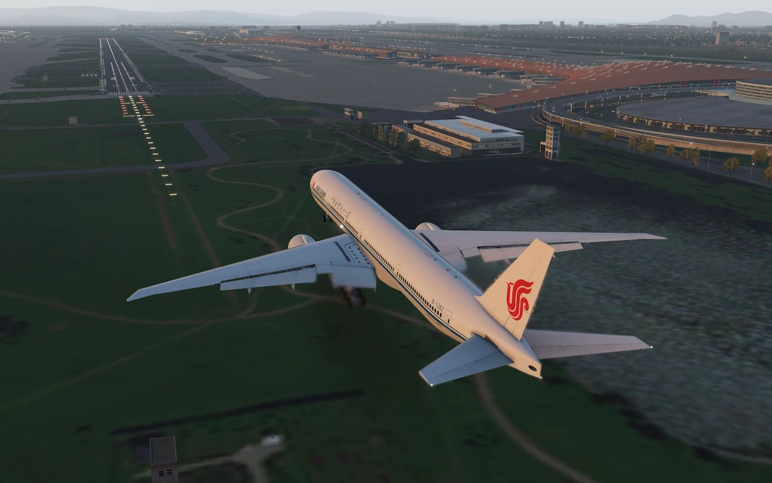 模拟飞行xplane1176北京首都国际机场zbaa降落国航777300er4k超高清