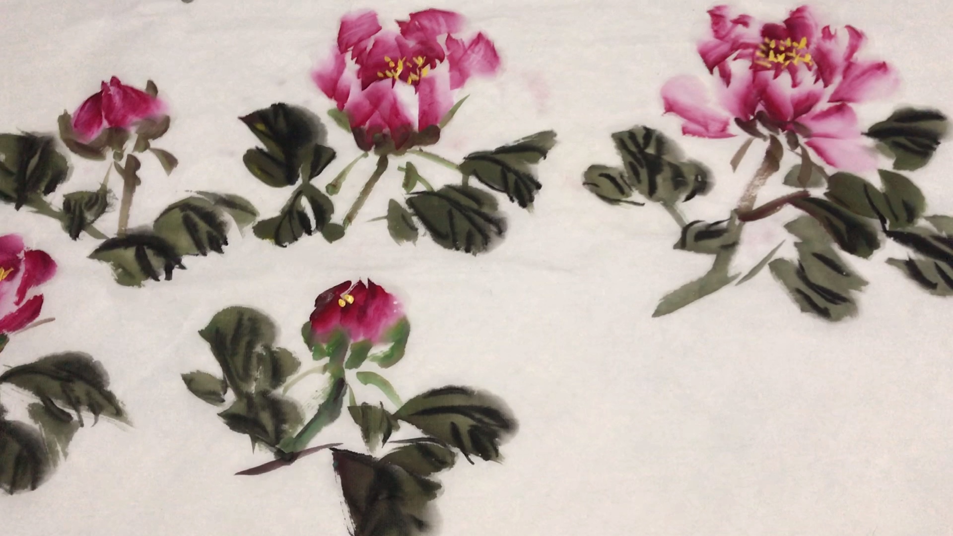 陈静儿学院派写意牡丹教程牡丹花苞绽放全