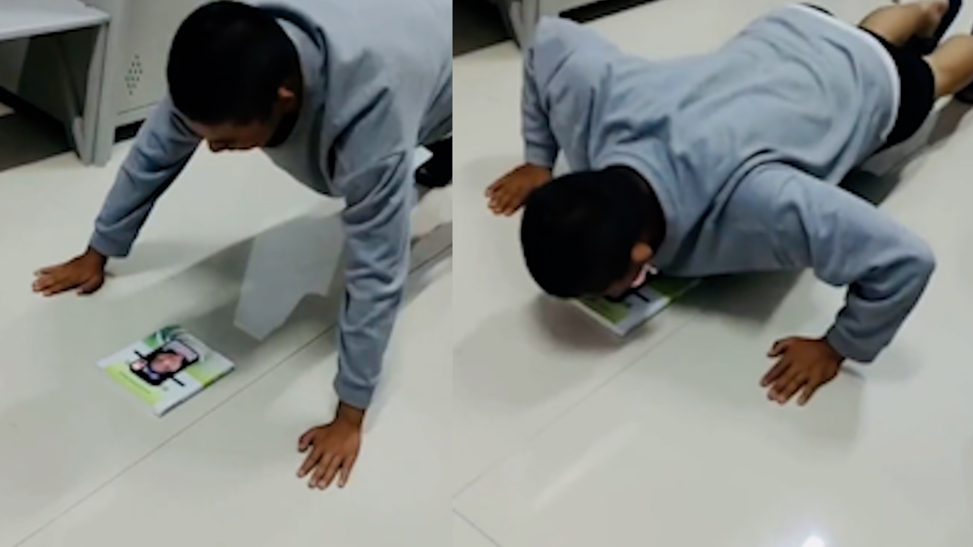 男生边做俯卧撑边和女友视频,做一个就亲一口动力满满:狂洒狗粮