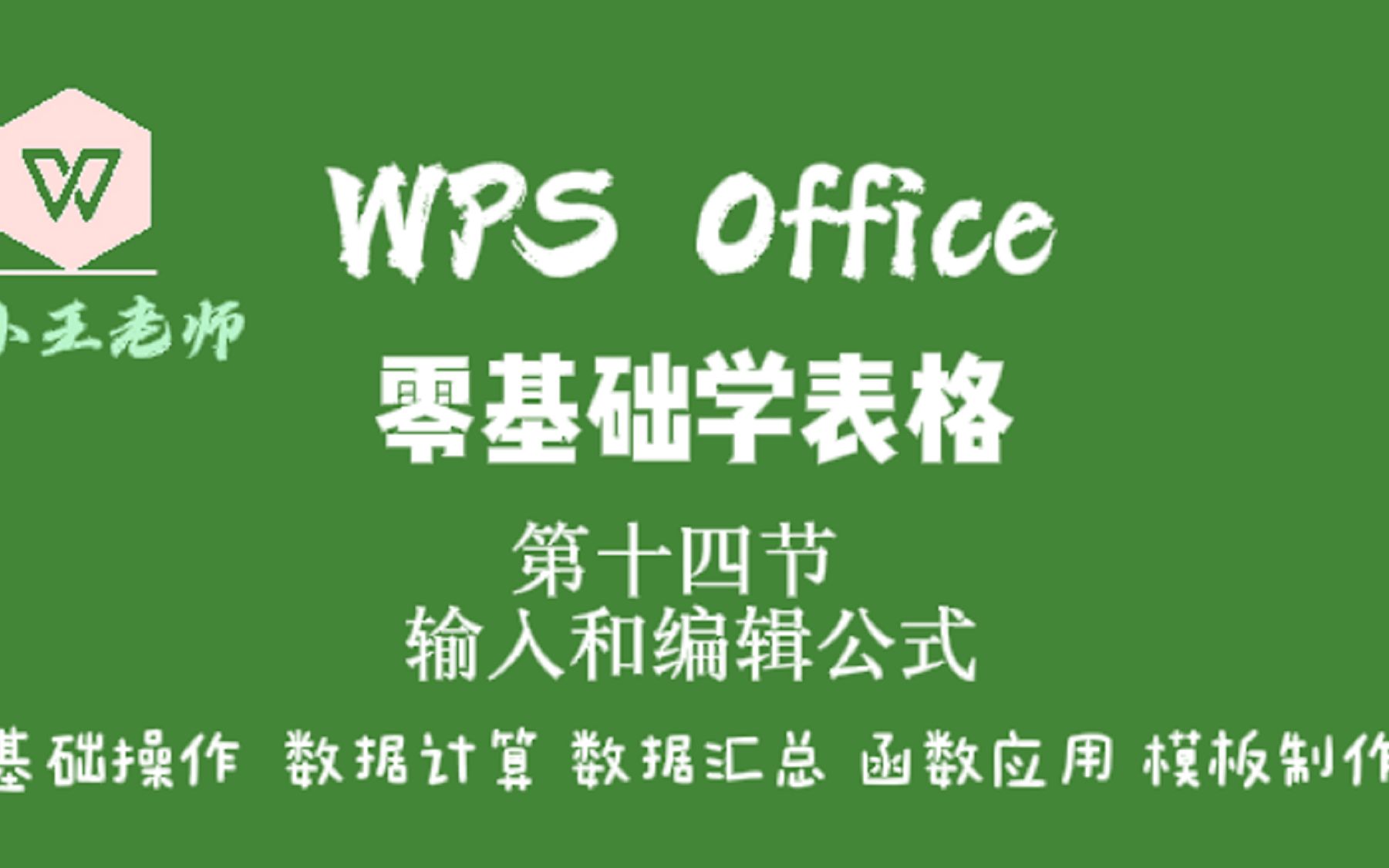 WPS零基础学表格:输入和编辑公式哔哩哔哩bilibili