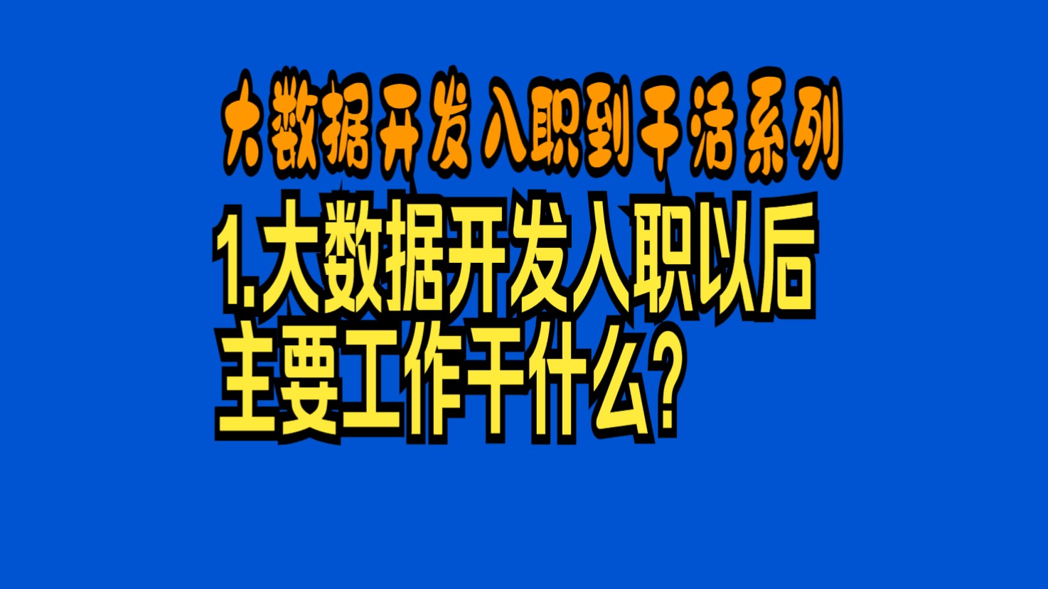 大数据小白必看:大数据开发企业入职以后都干什么?哔哩哔哩bilibili