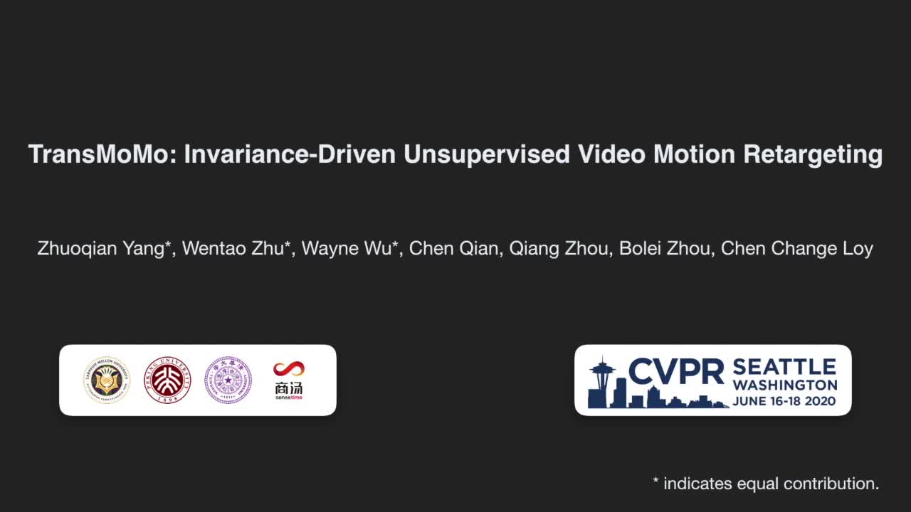 [CVPR2020] TransMoMo: InvarianceDriven Unsupervised Video Motion Retargeting哔哩哔哩bilibili