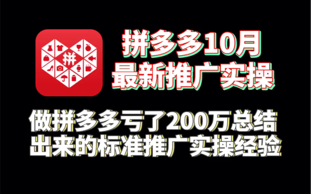 拼多多10月份,最新标准推广实操方法!看到就是赚到!哔哩哔哩bilibili