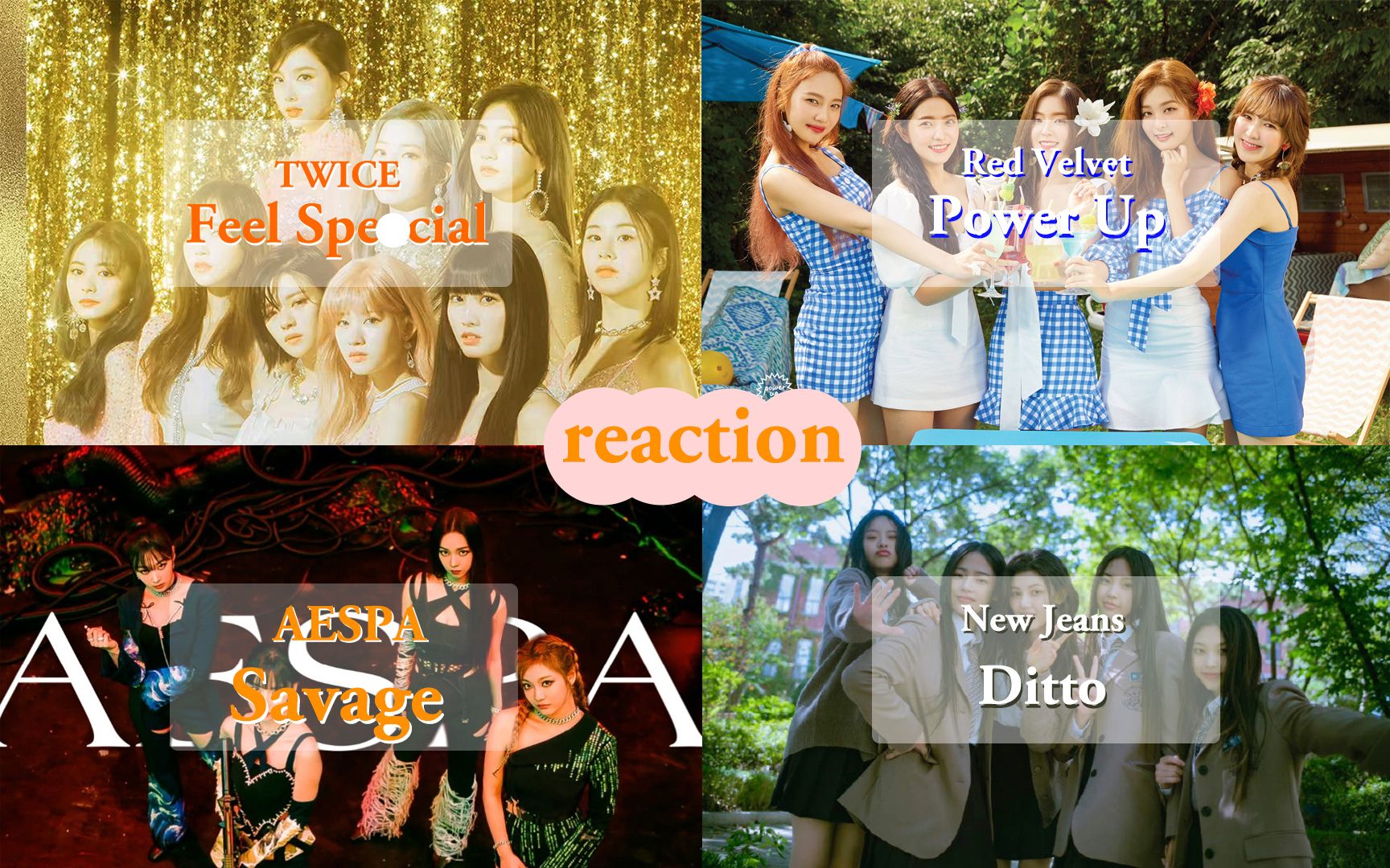 【韩娱女团reaction】女团舞台第二弹 twice、red velvet、aespa、new jeans哔哩哔哩bilibili