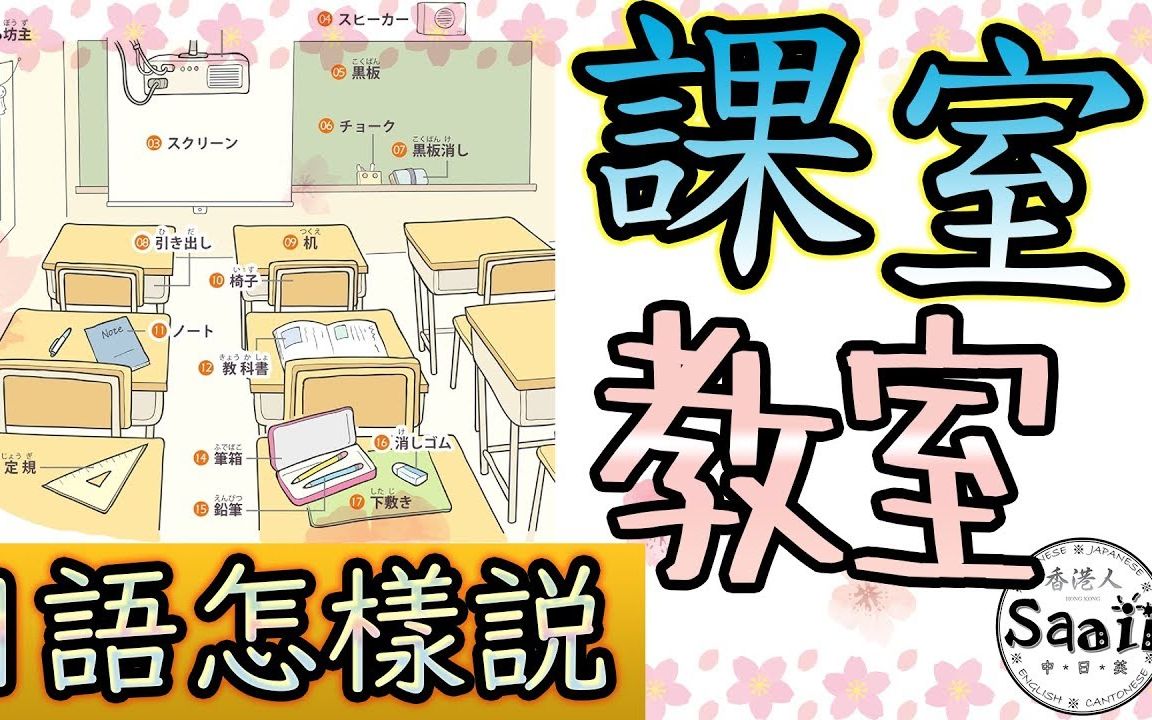 【日語怎麼說】課室 教室,情境式日語圖解字典教學(粵語 日語)