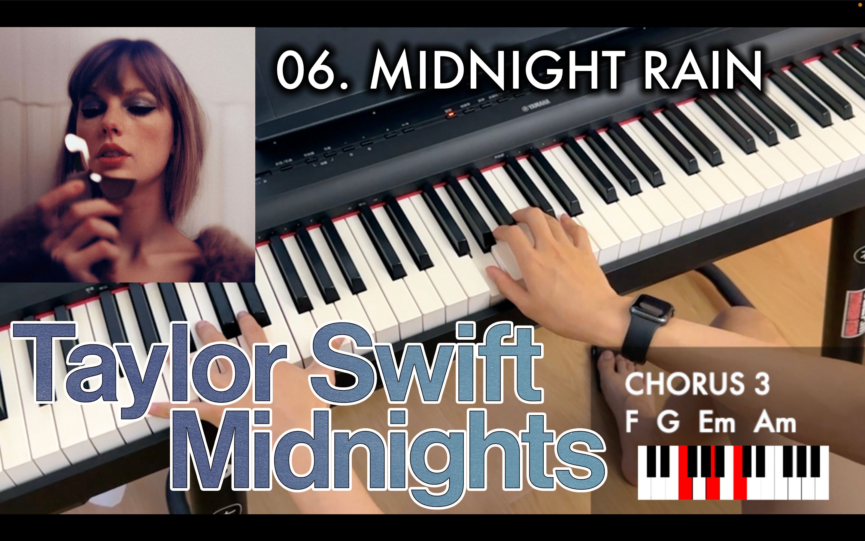 [图]【教你弹唱 Midnight Rain 】Taylor Swift 新专钢琴伴唱演奏教学系列｜午夜心声 Midnights