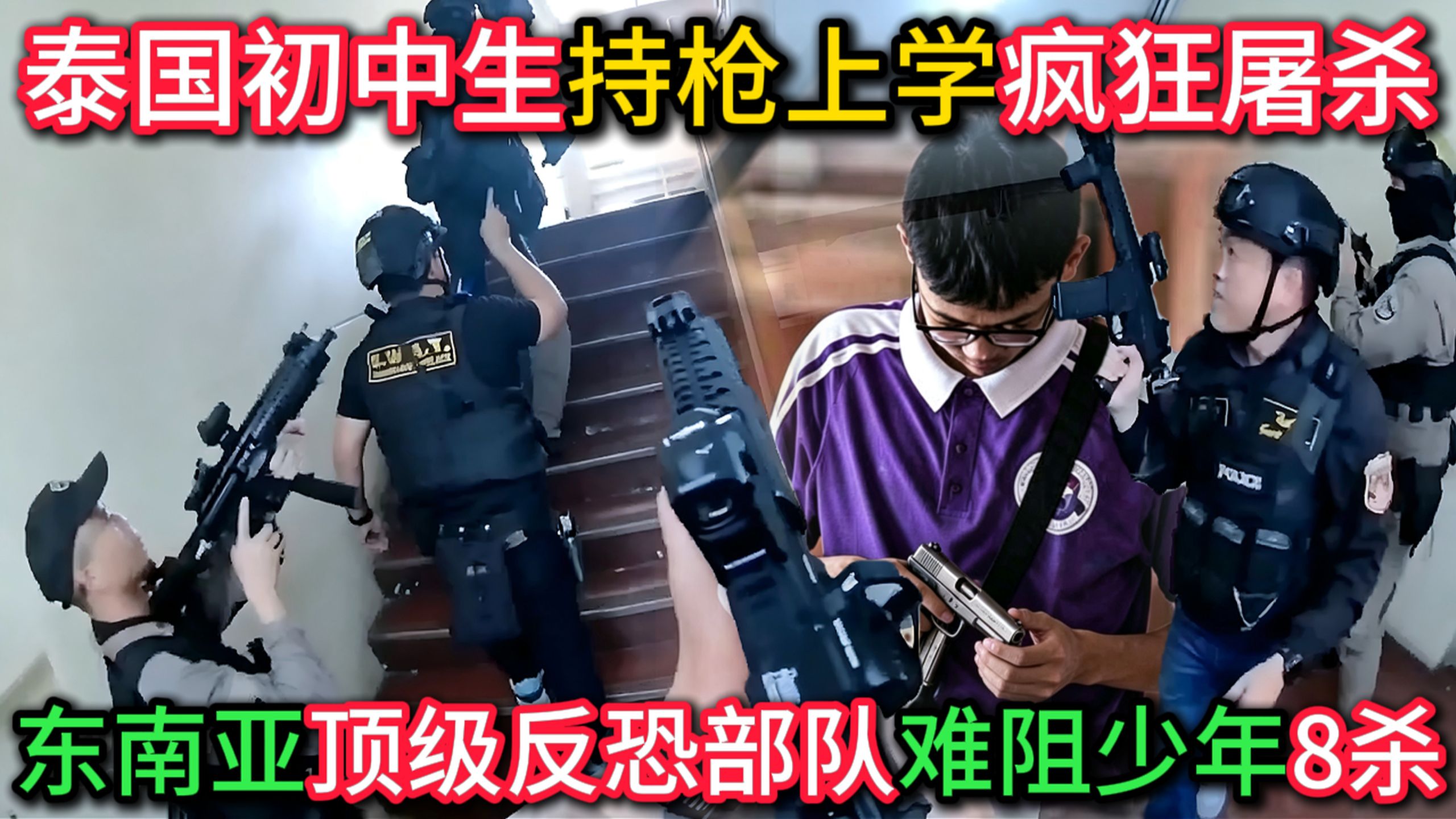 泰国初中生1把枪+50发子弹母校屠杀，8杀少年逼出东南亚最强反恐部队！