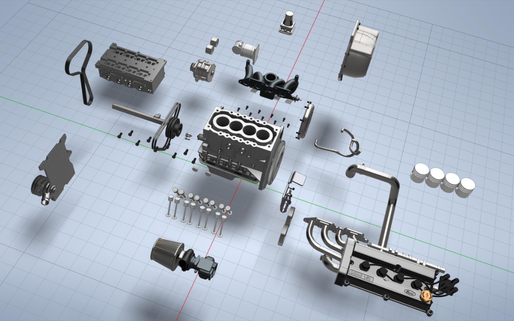 #XYZ021#汽车发动机三维CAD模型3D拆解,机械党福利!了解汽车的“芯”1080P|基于Autodesk Inventor制作哔哩哔哩bilibili