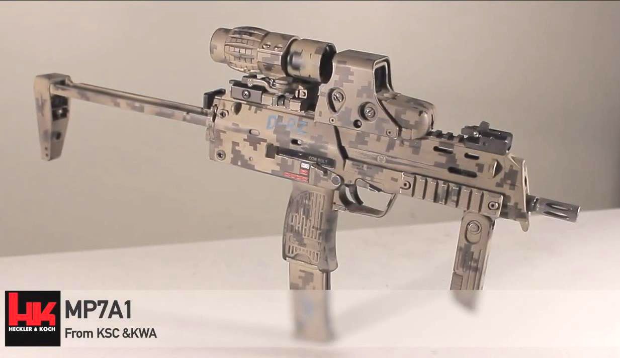 外国小哥的gbb玩具【海豹aor1涂装的mp7a1】