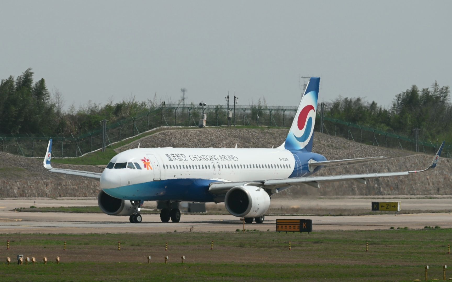 重庆航空A320NEO南京禄口机场起飞,猛的一看像可乐标哔哩哔哩bilibili