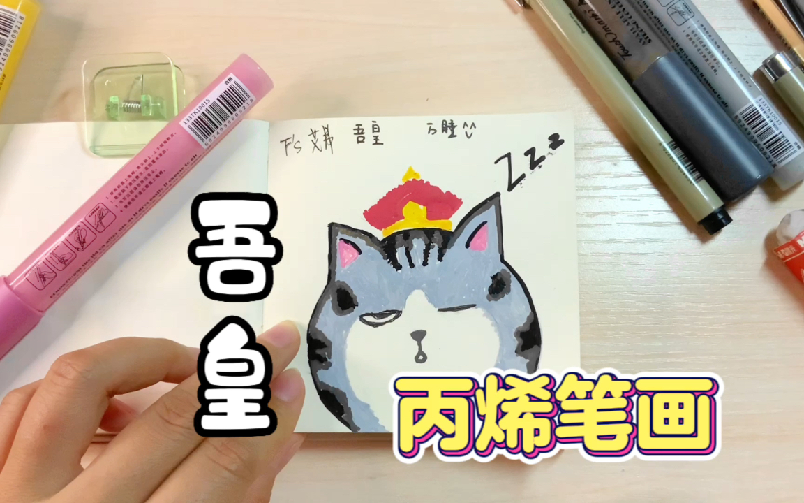 吾皇猫丙烯画 手绘 简笔画