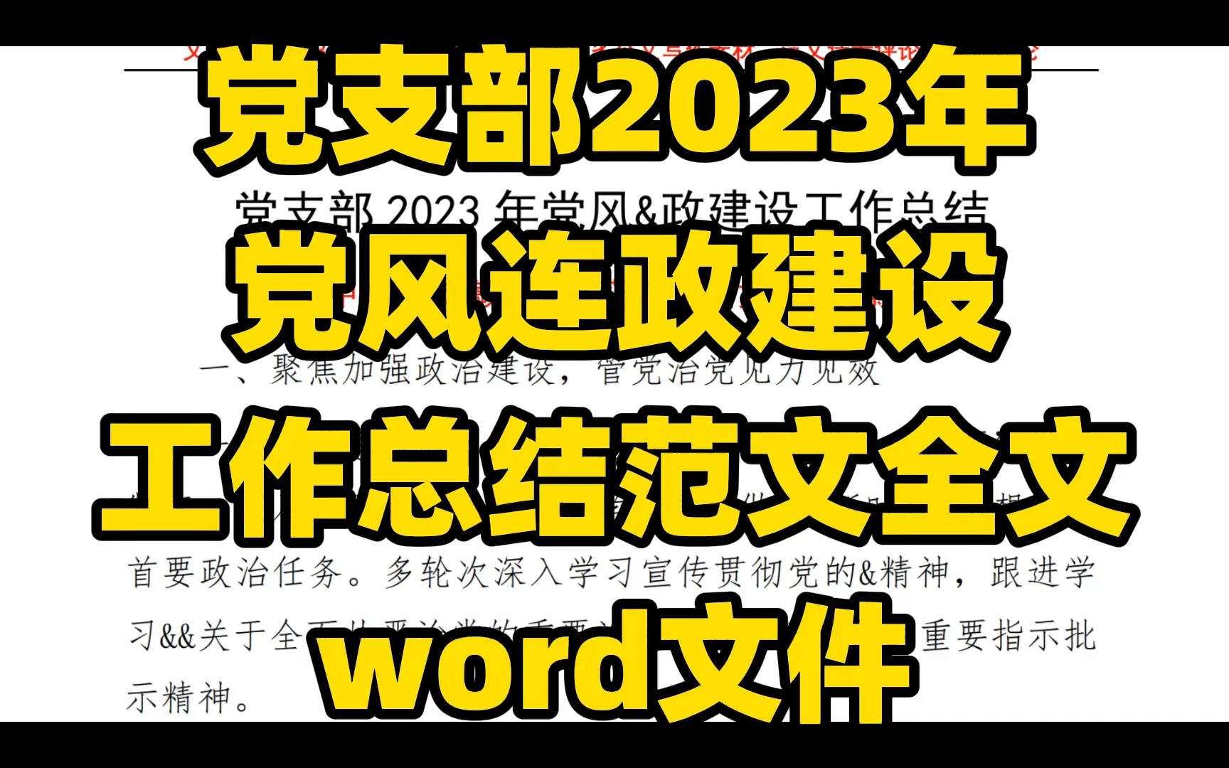 党支部2023年度 党风联政建设工作总结范文全文 word文件哔哩哔哩bilibili