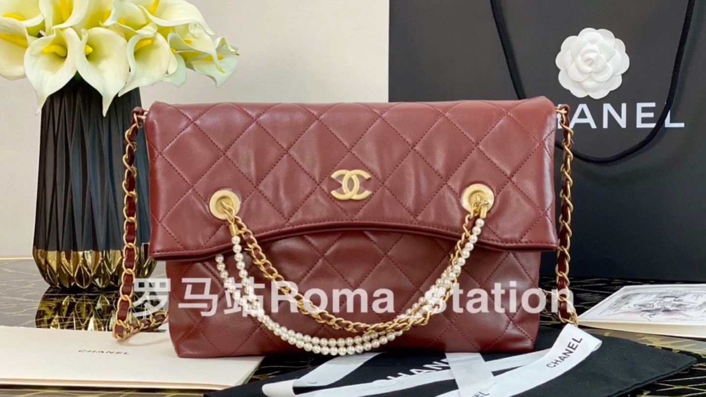 开箱【罗马站】出品 Chanel 2020 珍珠链条包 香奈儿 小香 斜挎包颜色:酒红色尺寸:34*26*5cm哔哩哔哩bilibili