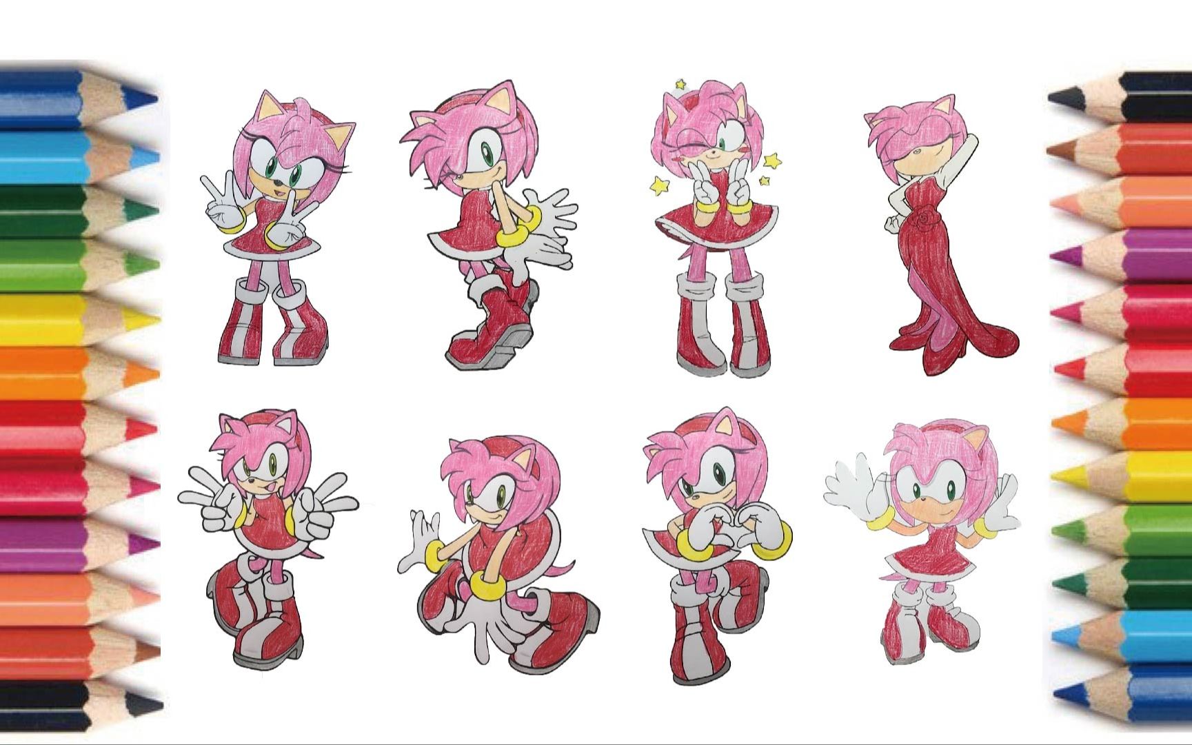 【coloring】amy rose【塗り絵】エミーローズ 【涂色】艾咪·罗斯