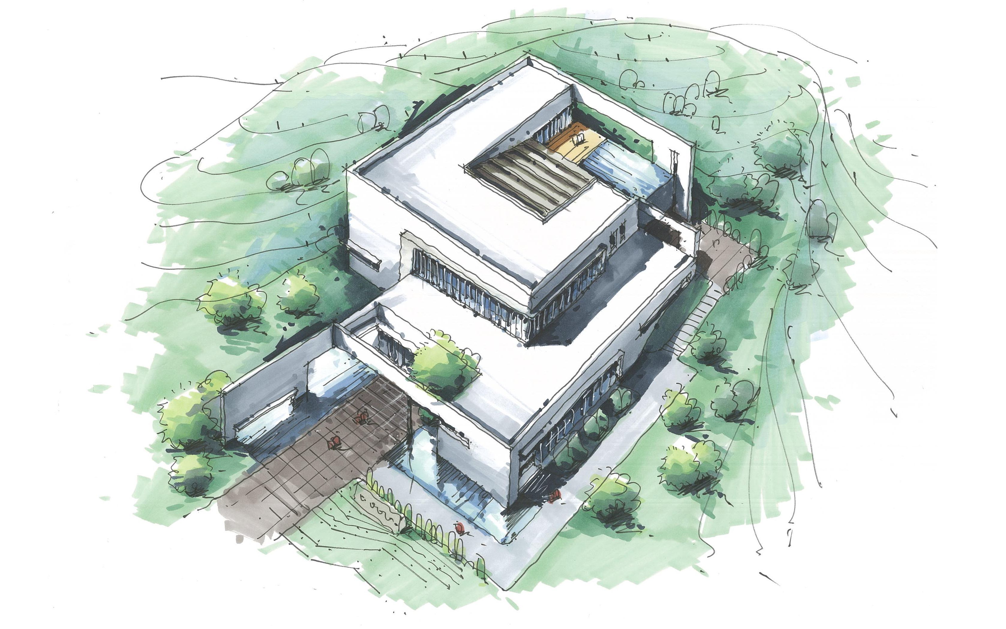 一分钟学手绘07古墓陈列馆快题效果图华工12复试