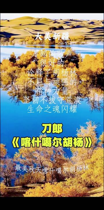 喀什葛尔胡杨 刀郎用歌声诠释不屈与顽强的胡杨林,坚韧不拔守荒漠,生