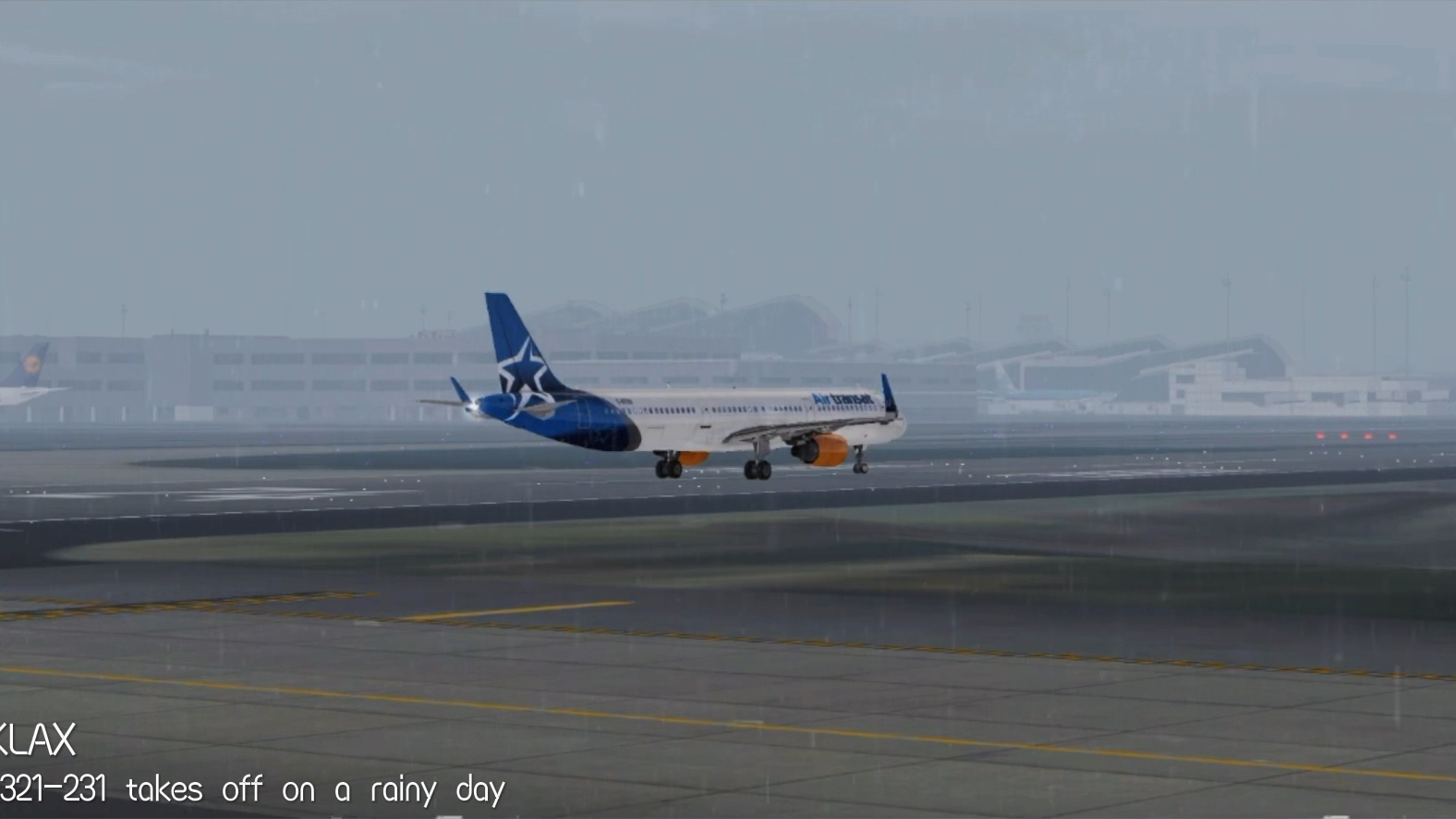 AeroFly FS|越洋航空A321在暴雨中起飞哔哩哔哩bilibili