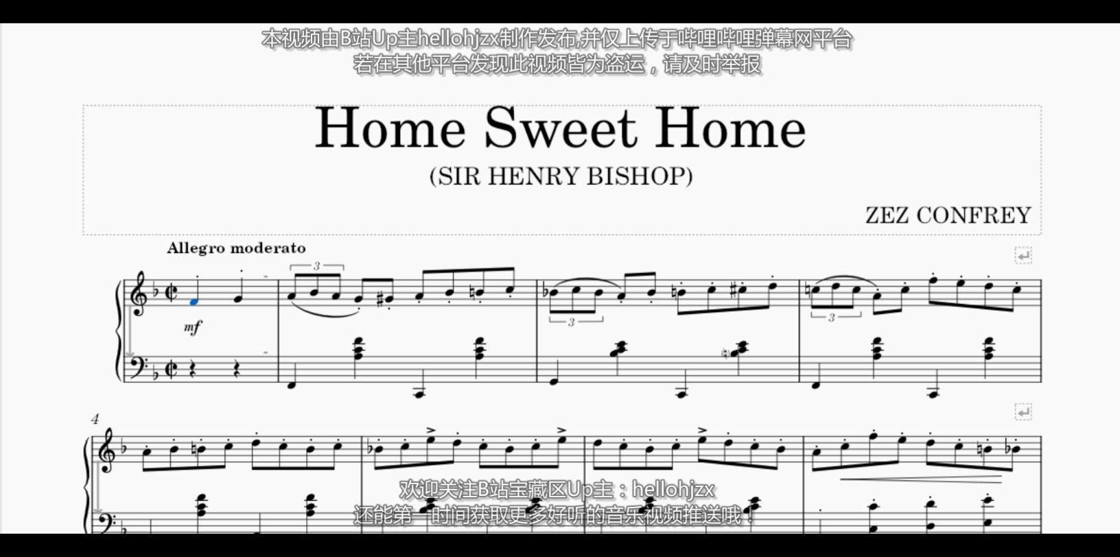 [图]泽兹·康弗里：拉格泰姆版的《家，甜蜜的家》-Zez Confrey:Home,Sweet Home!（1925年出版的拉格泰姆改编作品）