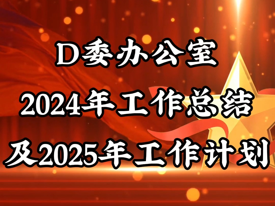 D委办公室2024年工作总结及2025年工作计划哔哩哔哩bilibili